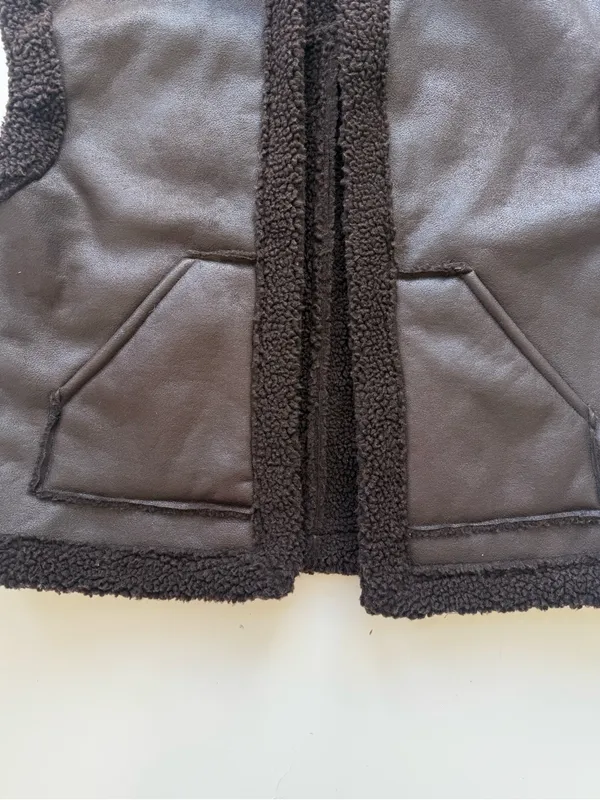 Future Collective Reese Blutstein Faux Shearling Vest Dark Brown Size Small - Image 5