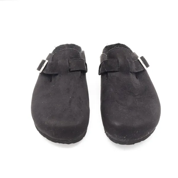 Cliffs by White Mountain Black Faux Suede Faux Fur Lined Buckle Clogs Women 8.5 - Image 4