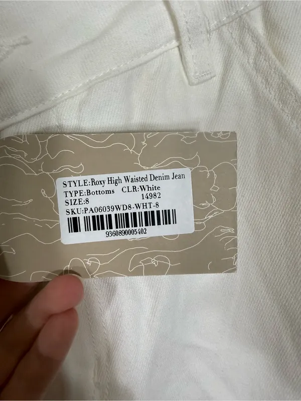 NWT Meshki Roxy High Waisted Jean White Size 8 - Image 5