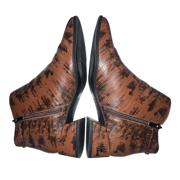 Franco Sarto Nico Brown‎ Faux Leather Snake Skin Ankle Bootie Women's Size 8 - Image 6