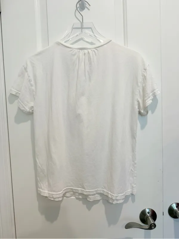 FRAME Women’s The Gathered Tee in White 100% Cotton Short‎ Sleeve - Image 4