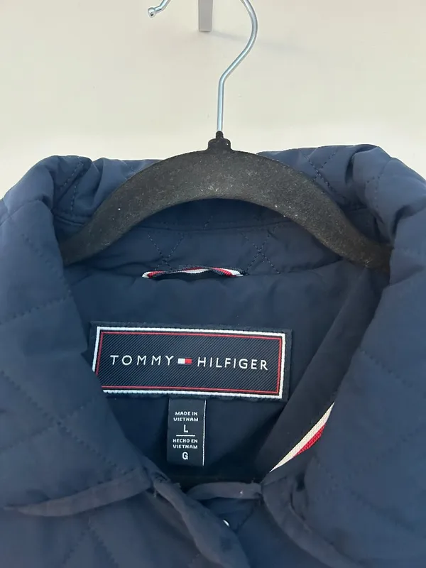 Tommy Hilfiger Women Quilted Button Down Water Resistant Jacket Navy Blue Size L - Image 8