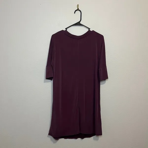 Abercrombie Fitch Plum V Neck 3/4 Sleeve‎ Shift Dress Womens Size Small - Image 3