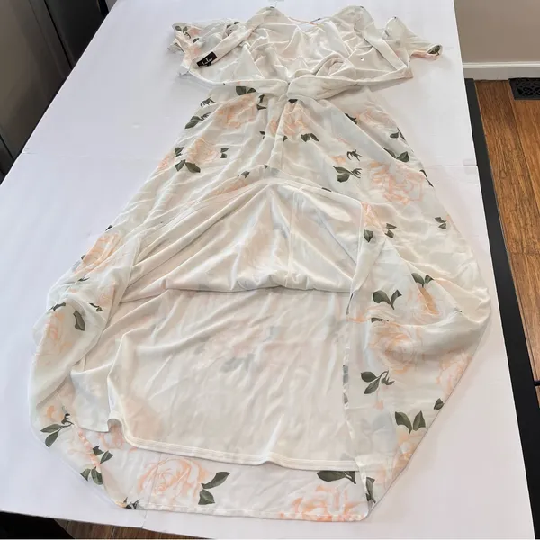 NWT Lulus The Very Thought of‎ You White Pink Floral Ruffle Maxi Dress MEDIUM - Image 7