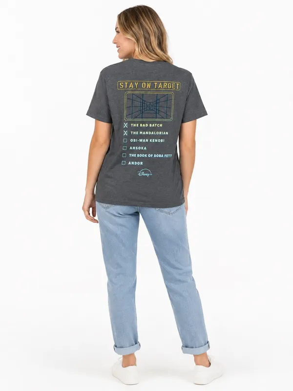 Disney Store Star Wars Marathon Graphic T Shirt Women’s Small Gray Double Sided - Image 2