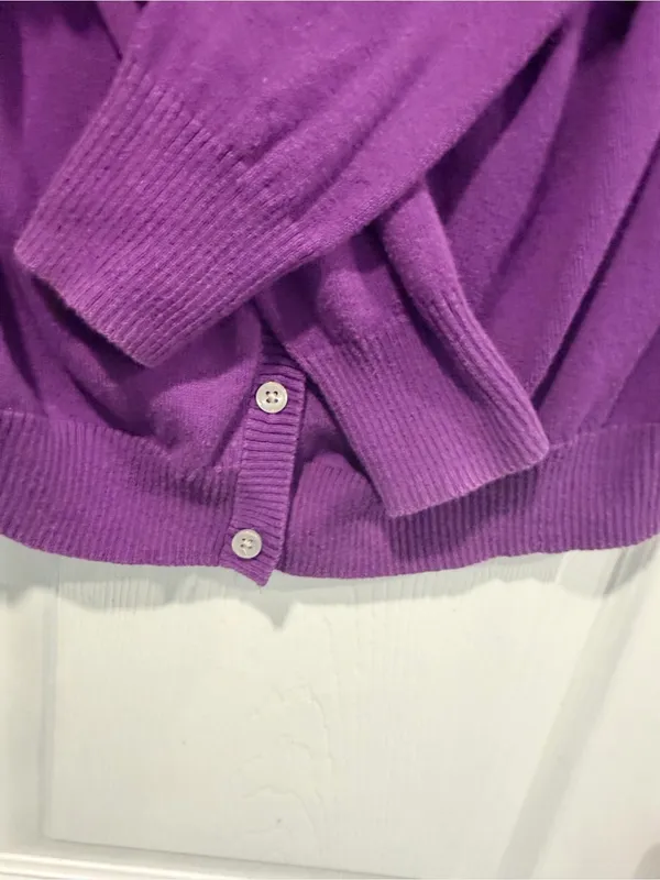 Old Navy Size S Purple Magenta V-Neck Button Front Knit Cardigan 100% Cotton - Image 4