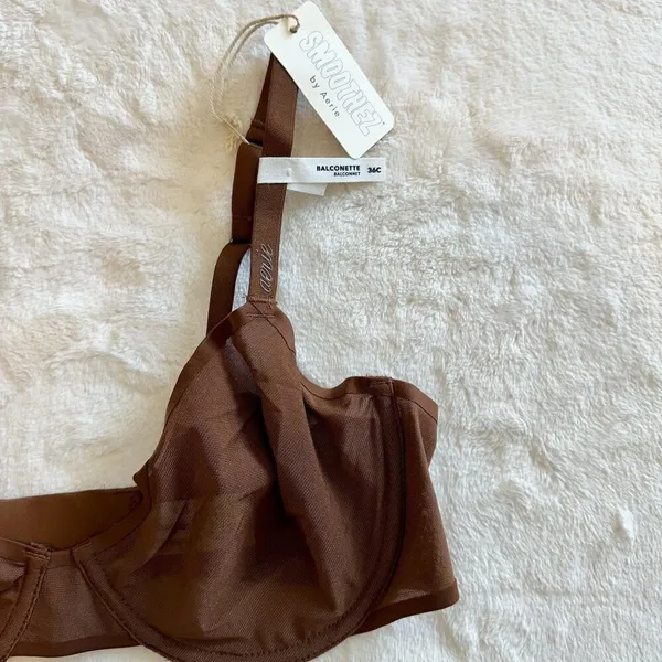 NWT Smoothez by Aerie Mesh Unlined Balconette Bra in Dark Maple Brown - 36C - Image 3