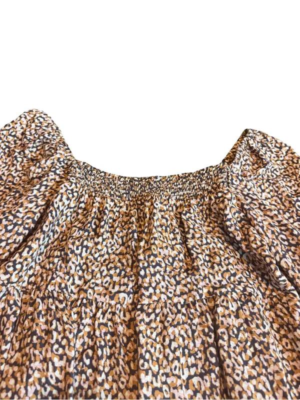 Maeve Anthropologie Milou Dress Cheetah Boho Mixed Print Peasant Flowy Medium - Image 3