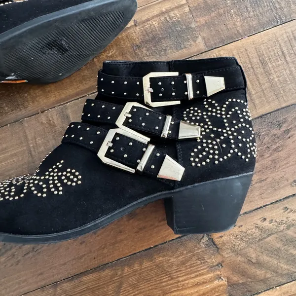 TOPSHOP‎ Kowboy Gold Studded Buckle Ankle Booties - Image 2