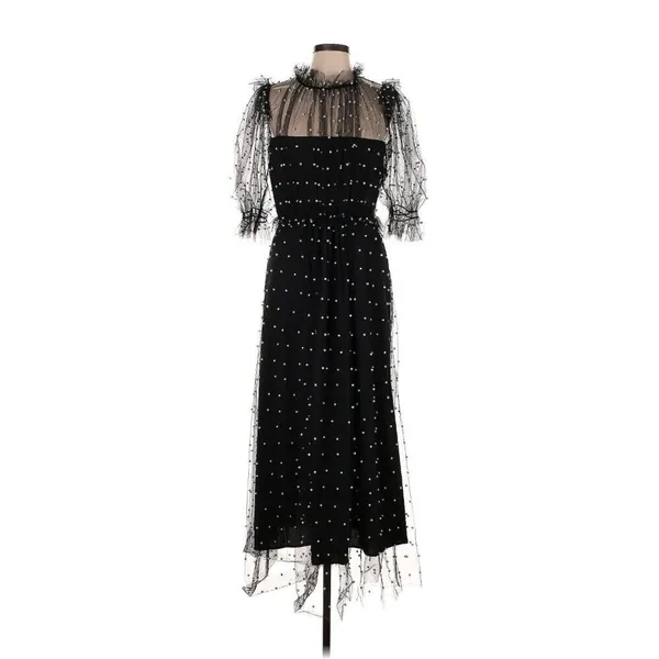 NWT Hunter Bell Bennett in Black Pearl Embellished Mesh Tulle Maxi Dress 12 - Image 7