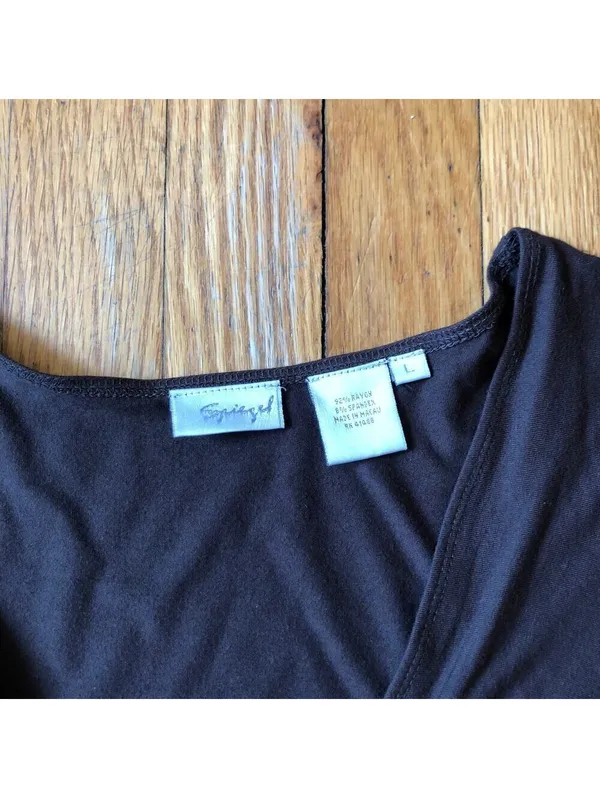 Spiegel Vintage 90s EUC Women's Chocolate Brown Empire Waist Knit Dress Size L - Image 2
