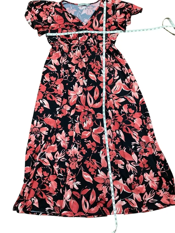 Michelle Mae resortwear Black Maxi Dress with Coral Floral Pattern size XL - Image 4