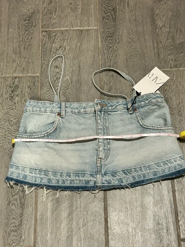 ZARA Light Wash Denim crop top - size small - Image 12