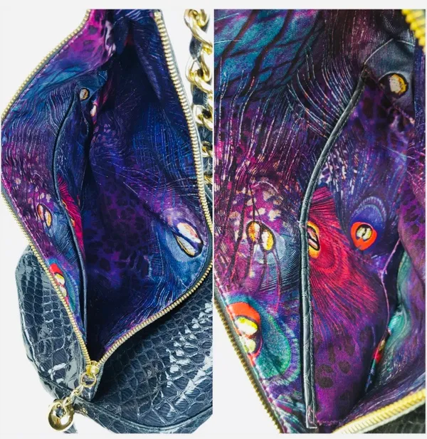 Gianni Bini |Blue Snake Skin Embossed Shoulder Bag - Image 4