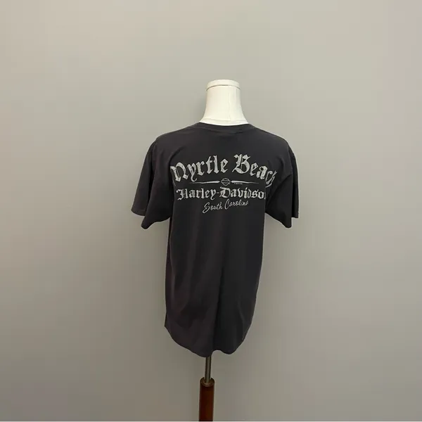 Harley Davidson Shirt Tee Myrtle Beach South Carolina Engine Graphic Grey - Image 7