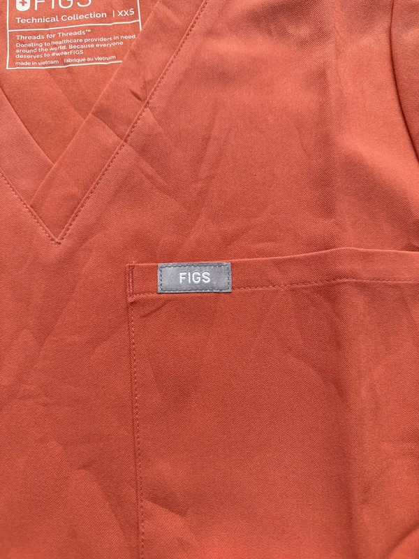 NWT FIGS Women’s Terracotta Catarina One Pocket Scrub Top - Size XXS - Image 5