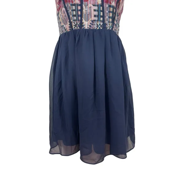 Ya Losangeles Strapless Aztec Print Tapestry Top Silk Blend Lined Bottom Dress L - Image 4