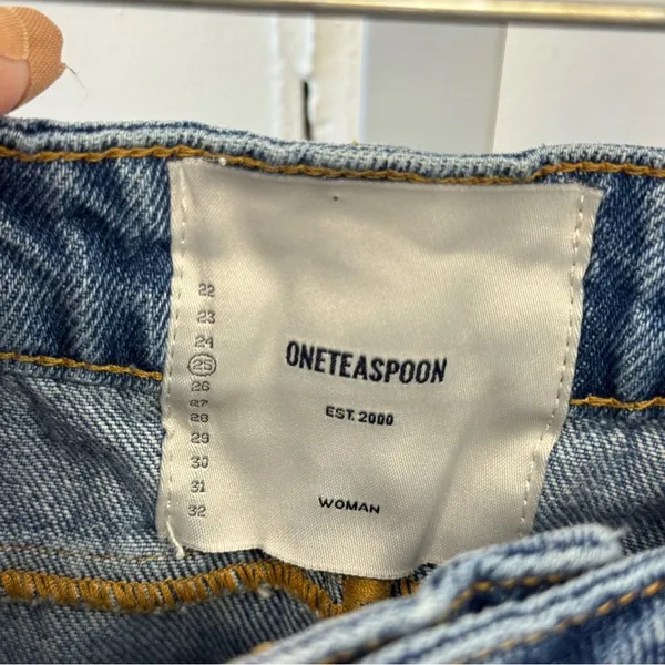 One‎ Teaspoon Dip Dye Denim Mini Skirt Blue White Mid Rise Size 25 - Image 10
