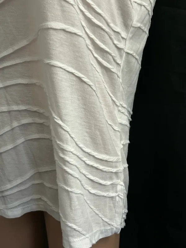 Simply Vera Vera Wang White Sleeveless Wave-Detail Sleeveless Blouse Tank Top LG - Image 4