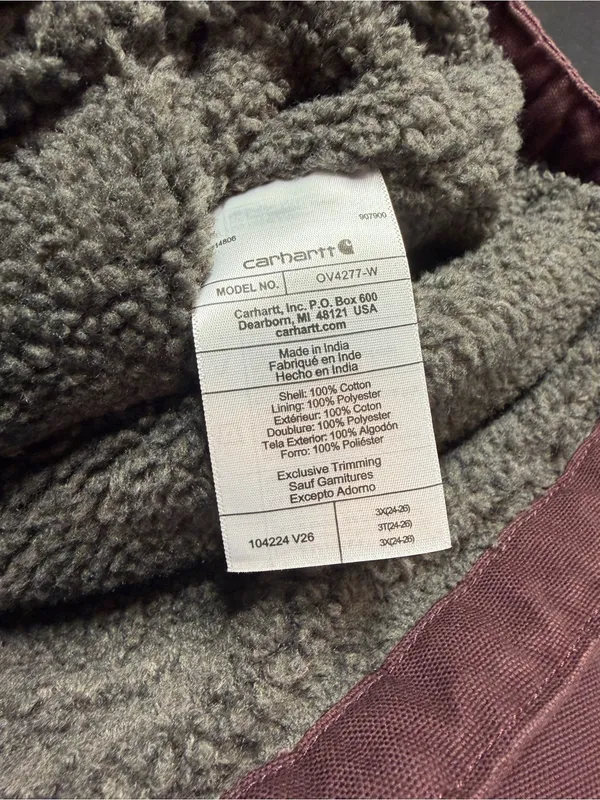 Carhartt Washed Duck Mock Neck Vest Plum Blackberry Purple Sherpa Lined Zip Up - Image 9