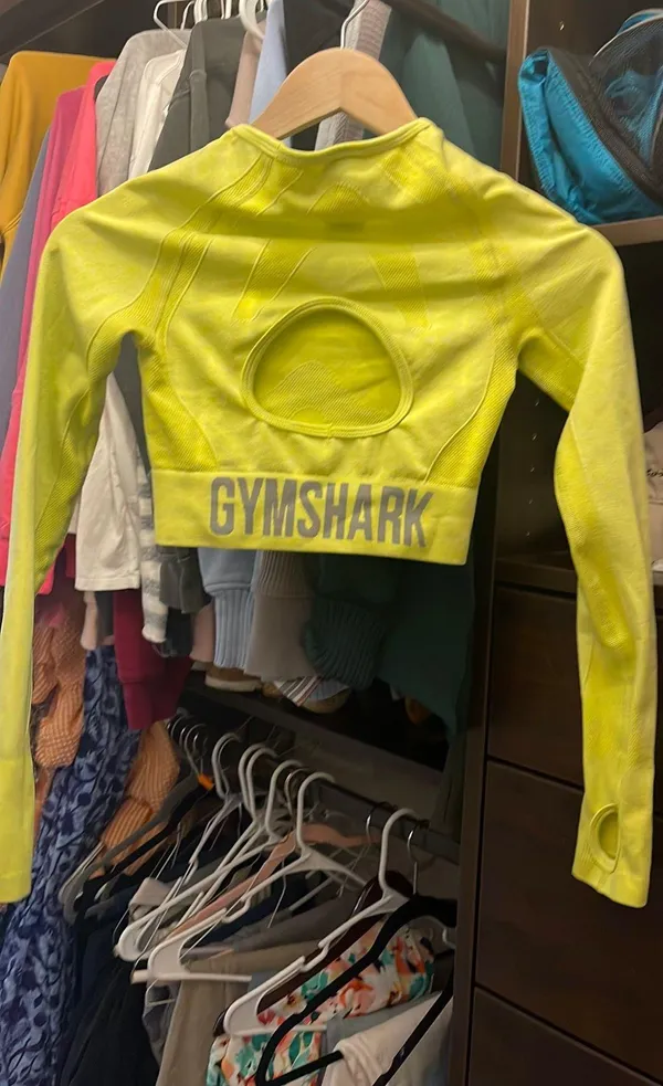 Gym Shark Neon Green Long Sleeve Workout Top - Image 2