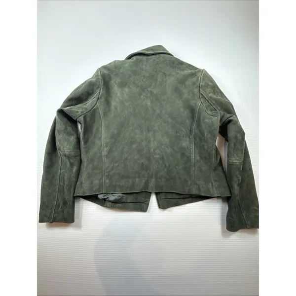 Topshop Suede Leather Moto Jacket Dark Green Women's Size 8 - Image 10