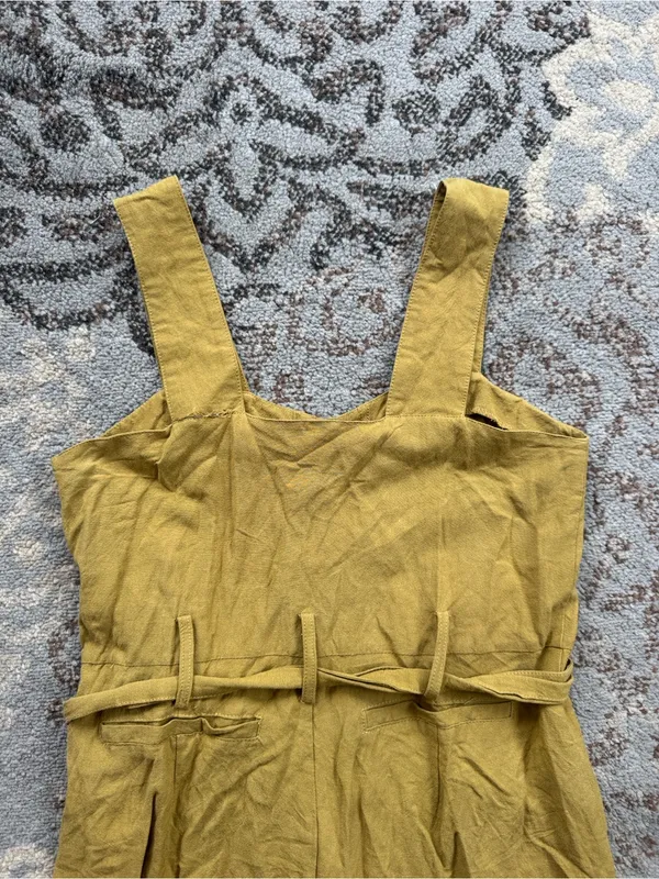 Farrow Willy Buttoned Linen Jumpsuit Mustard Medium Yellow - Image 6