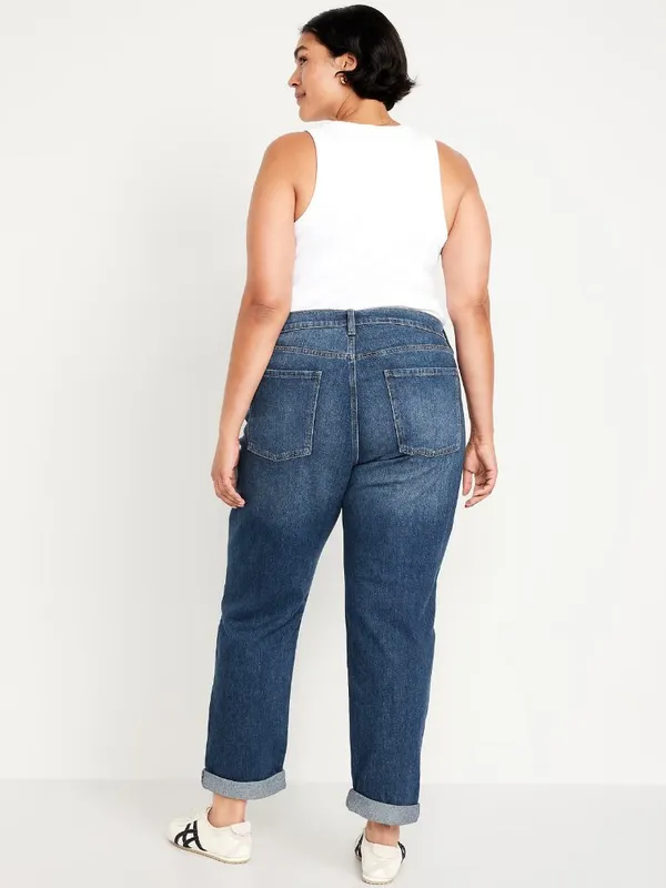 Old Navy Women's Mid Rise Boyfriend Dark Wash Jeans Size 16 Tall NWT - Image 2