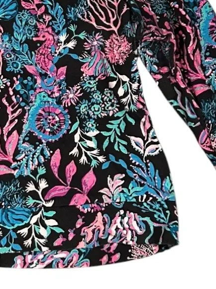Lilly Pulitzer Onyx Twilight Coral Jansen Terry Top HTF Sweatshirt XL Vibrant - Image 6