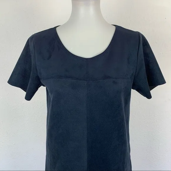 Altar'd State Black Faux Suede Short Sleeve Shift Dress Boho Chic‎ Minimalist M - Image 2