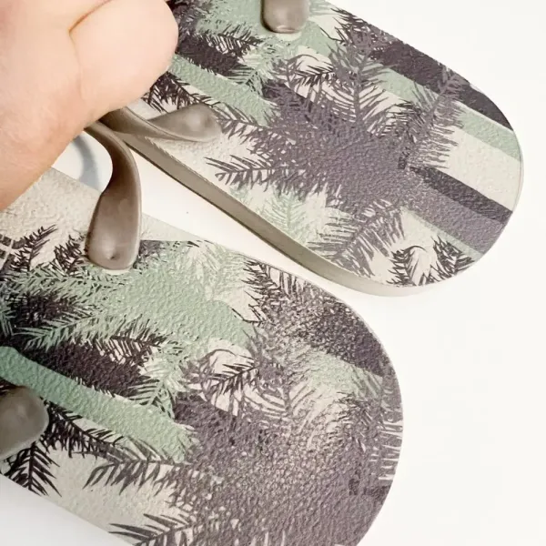 TIDAL Tropical Print‎ Classic Flip Flops Gray Size 9 - Image 4