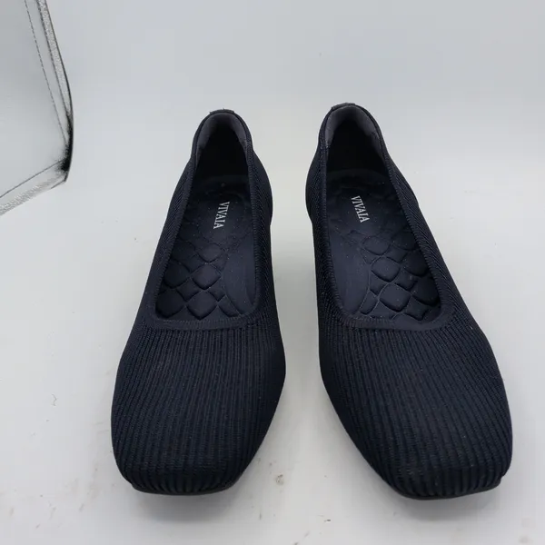 VIVAIA Melody 2.0 Square Toe Chunky Navy Ribbed Knit Block Heel Pumps 7.5 38.5 - Image 3