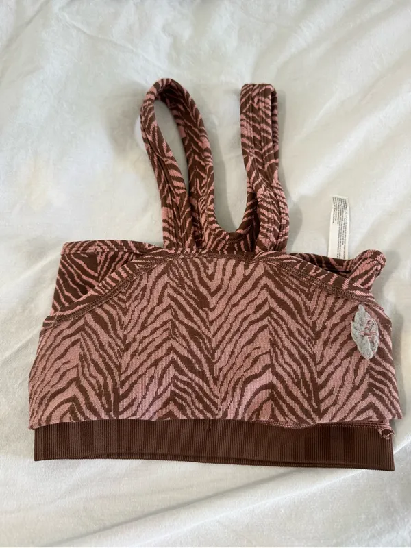 Free People Movement Pink & Black Zebra Print Tank Top Flutter Kick NWOT - Image 9