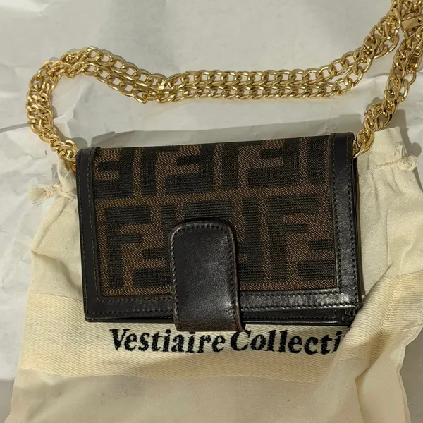 Fendi Zucca Kiss-Lock FF Monogram Brown Wallet|WOC Bag|COA - Image 12