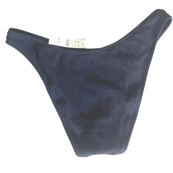 J Crew Steel Blue Textured Curved-Waist Cheeky‎ Bikini Bottom Size Large NWT - Image 2
