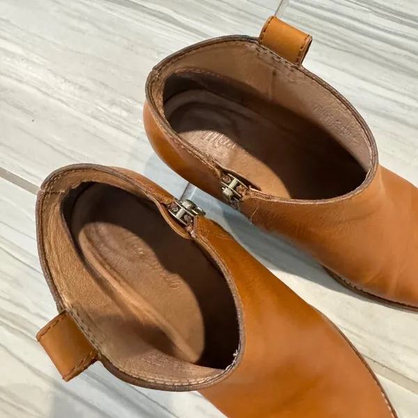 Madewell Boots Size 7.5 Tan Leather Billie‎ Ankle Stacked Heel Coastal Cowgirl - Image 4
