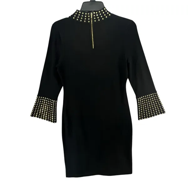 Calvin Klein Womens Small Black Studded Knit Dress Stretch Rayon Nylon‎ Timeless - Image 5