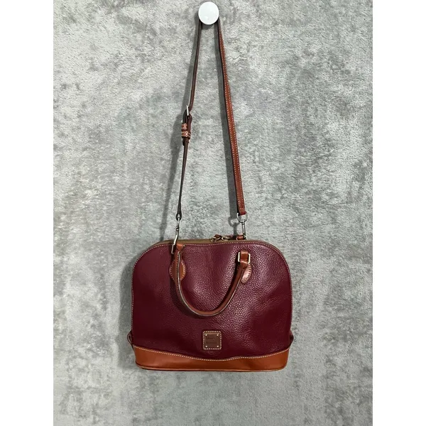 Dooney & Bourke Burgundy Two Tone Leather Zip Zip Satchel - Image 4