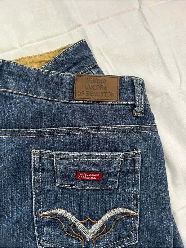 United Colors Of Benetton Dark Blue Straight Leg Jeans with Embellished Pockets - Image 5