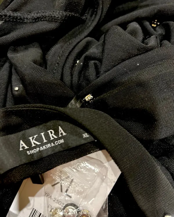 Akira NWT black sexy Alex mock neckline backless Rhinestone Mesh Jumpsuit XL - Image 14