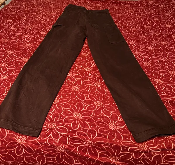 Hollister Baggy Brown Cotton Twill Cargo Casual Pants Size 30 Straight Leg - Image 3