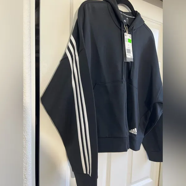 Adidas Black and White Hoodie - Image 2
