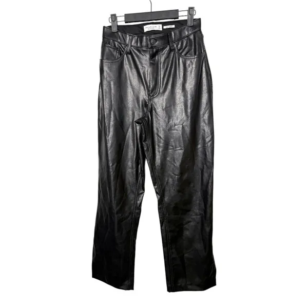 Abercrombie & Fitch Curve Love 90s Straight Vegan Leather Pants 28 6 Short - Image 3