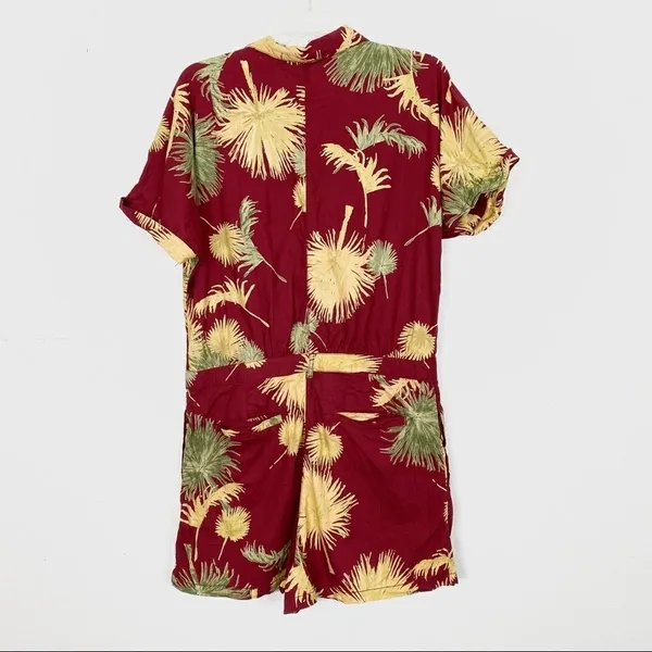 Free People Malibu Red & Yellow Tropical Hawaiian Romper Playsuit - Image 4