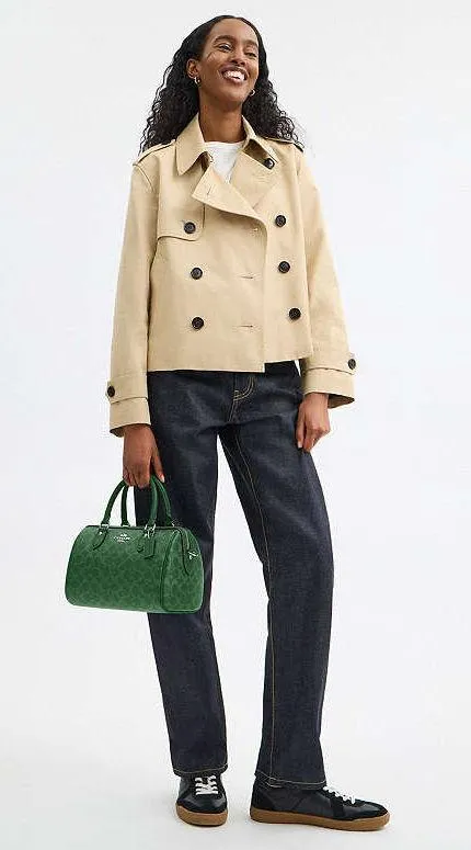 NWT Coach Medium Rowan Satchel Bag In Signature Canvas CV961 Bright Jade - Image 7