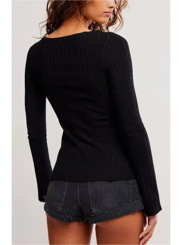 FREE PEOPLE NWT East Side Cardigan / Black - Image 4