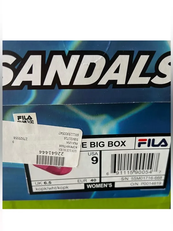 Fila Big Box Logo Slides Sandals Neon Pink Size 9 - Image 4