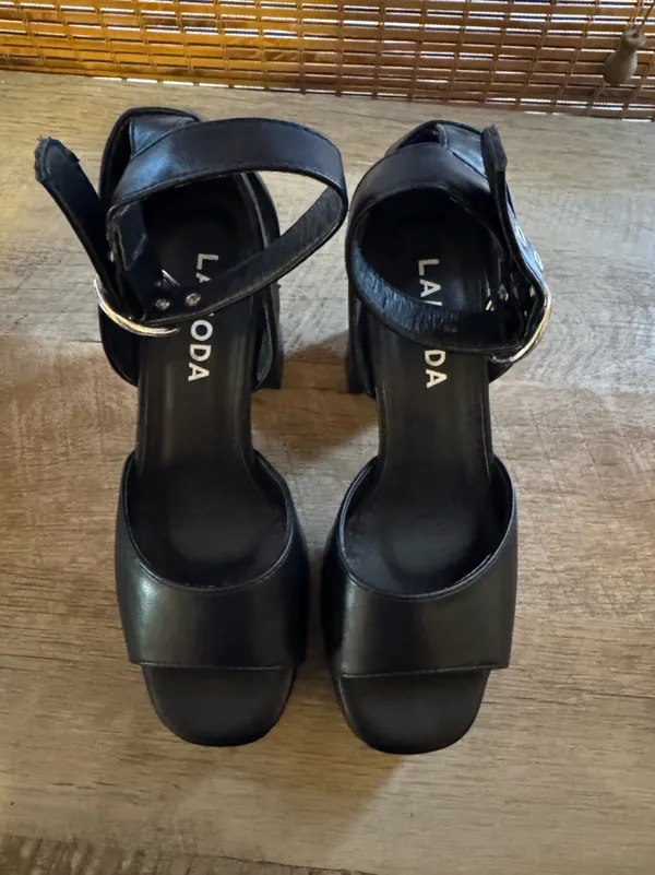 LAMODA Oh Lordy Chunky Platform Black Block Heel Sandals with Ankle Strap (5) - Image 6
