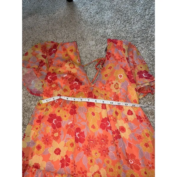 Orange Floral Peach Love California Dress Size Small - Image 5
