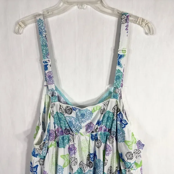 Avon Plus Size 3X‎ Sleep Tank Top Blue White Lace Butterflies Stretch 140 - Image 7